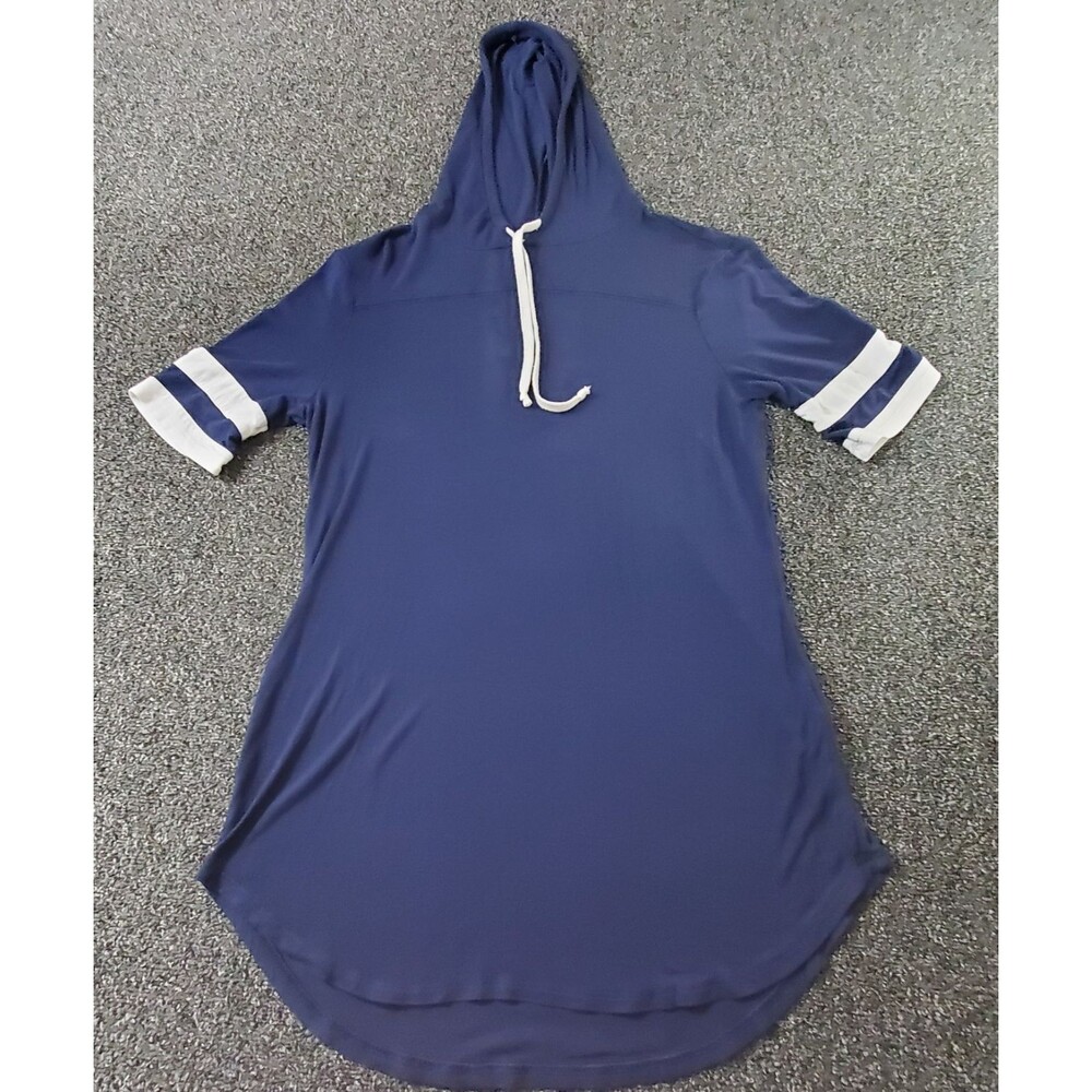 Ultra Flirt T-Shirt Hoodie Women's Medium Blue Varsity Short Sleeve White Stripe